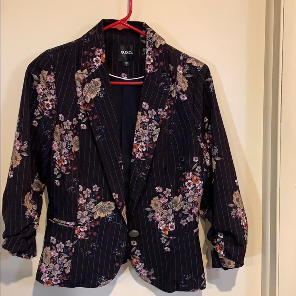 XOXO floral pinstripe blazer